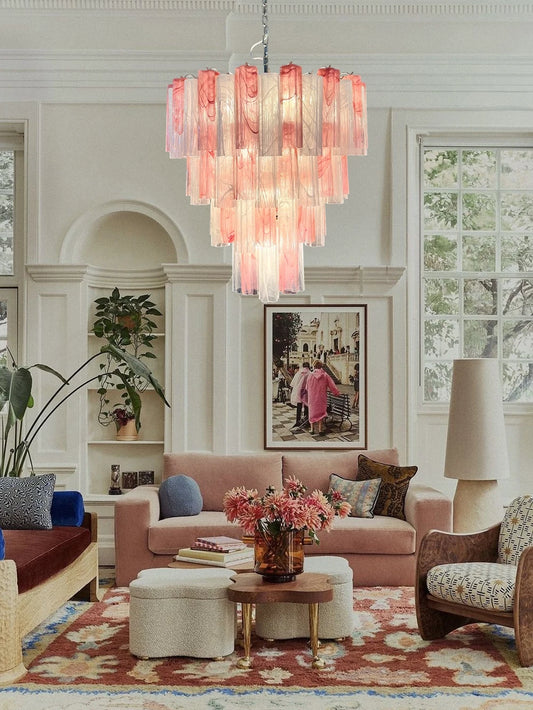Pink Dream French Design Glass Art Dimming Chandelier