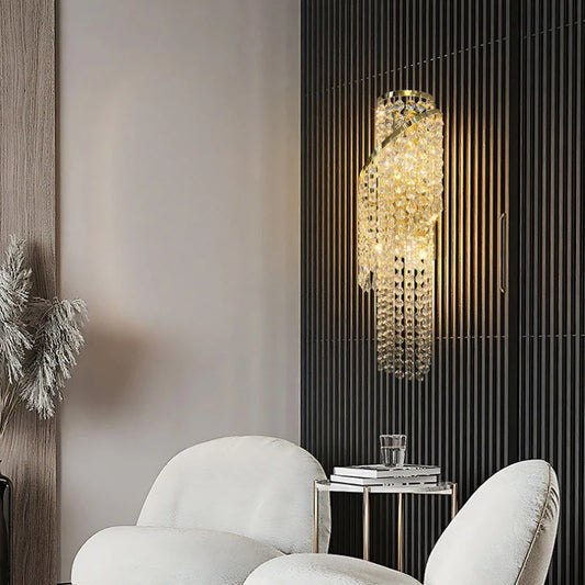 Clear Crystal LED Wall Lights Gold Stainless Steel E27 Bulb