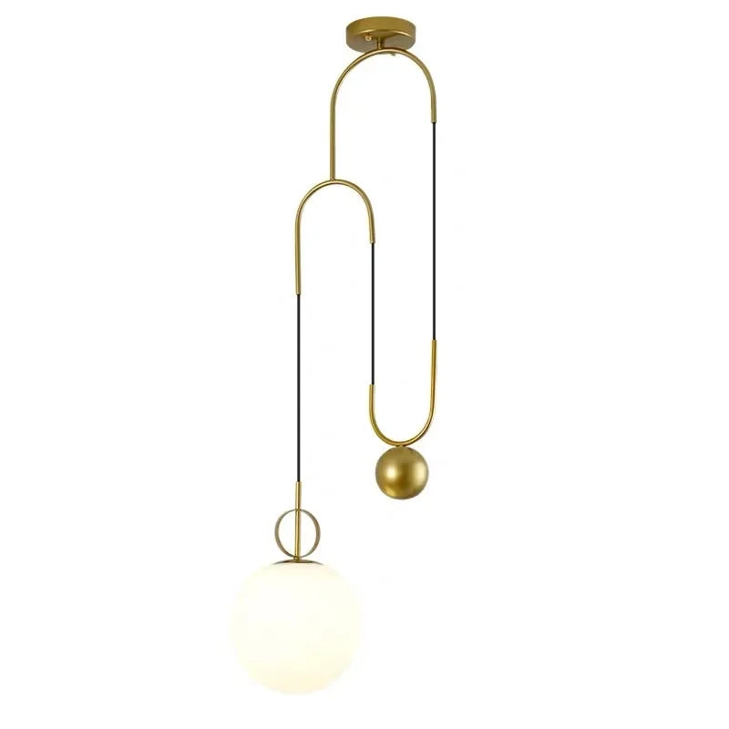 Golden Glass Ball Pendant Lamps Fixture Lift Hanging Lights