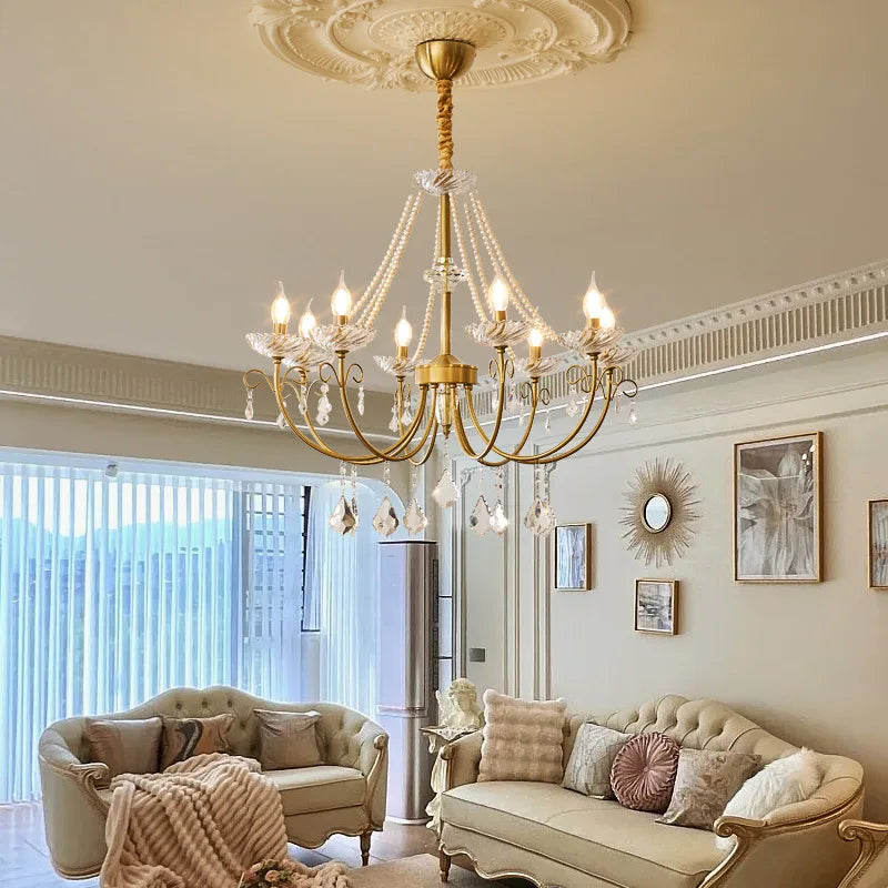 American Crystal LED Chandelier Living Room E14 Pendant