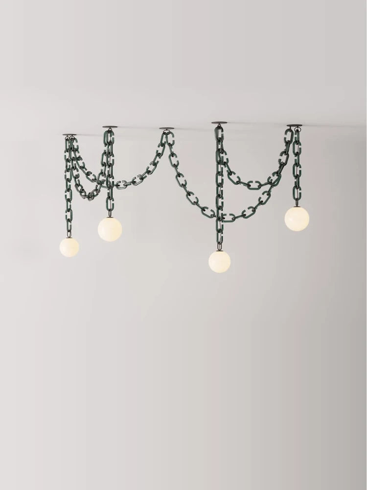 Art Colorized Glass Chain Dimmable LED Mirror Front
