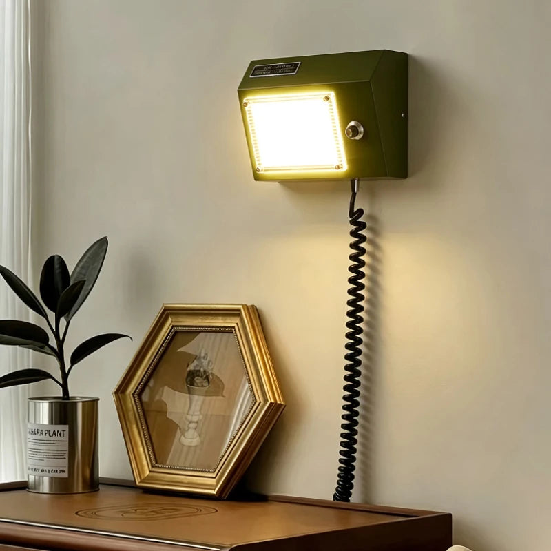 Creative LED Wall Lamp Green Red Metal Plug Indoor