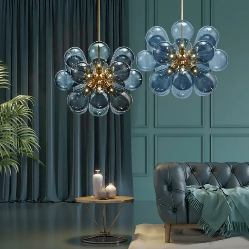 Postmodern Glass Bubble Lamp Chandelier LED Purple Ballon