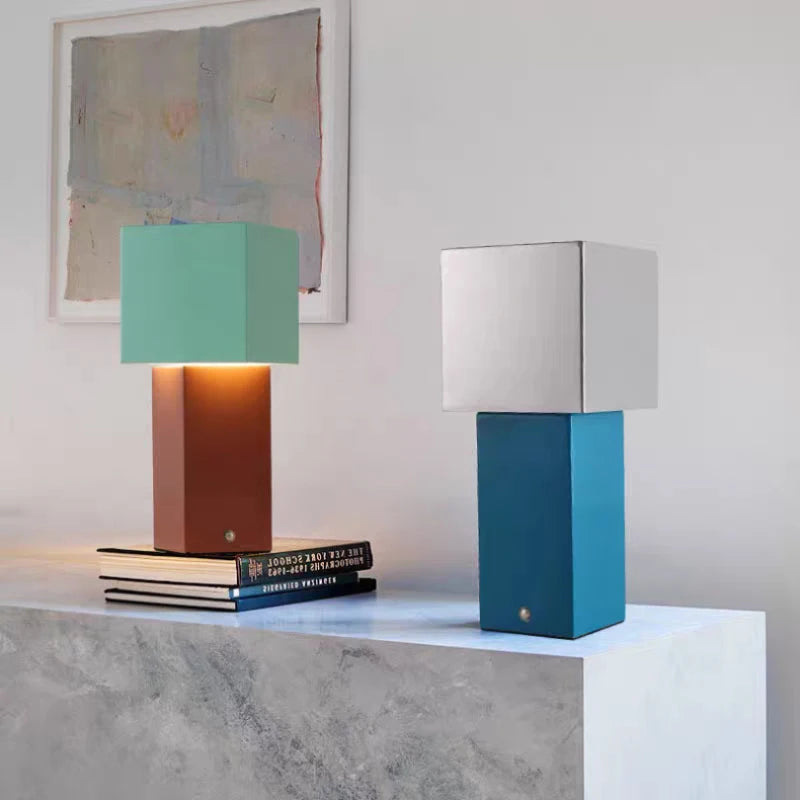 Blue Chrome Green Brown Metal Table Light Dimmable