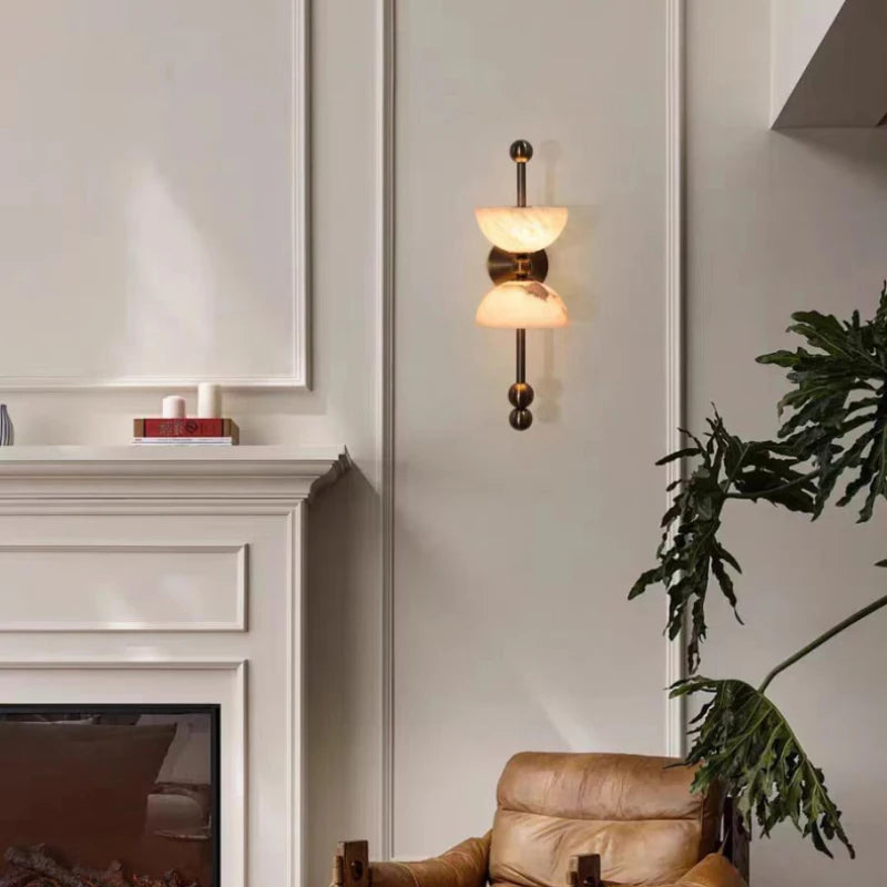 Natural Marble LED Wall Light Black Gold Copper