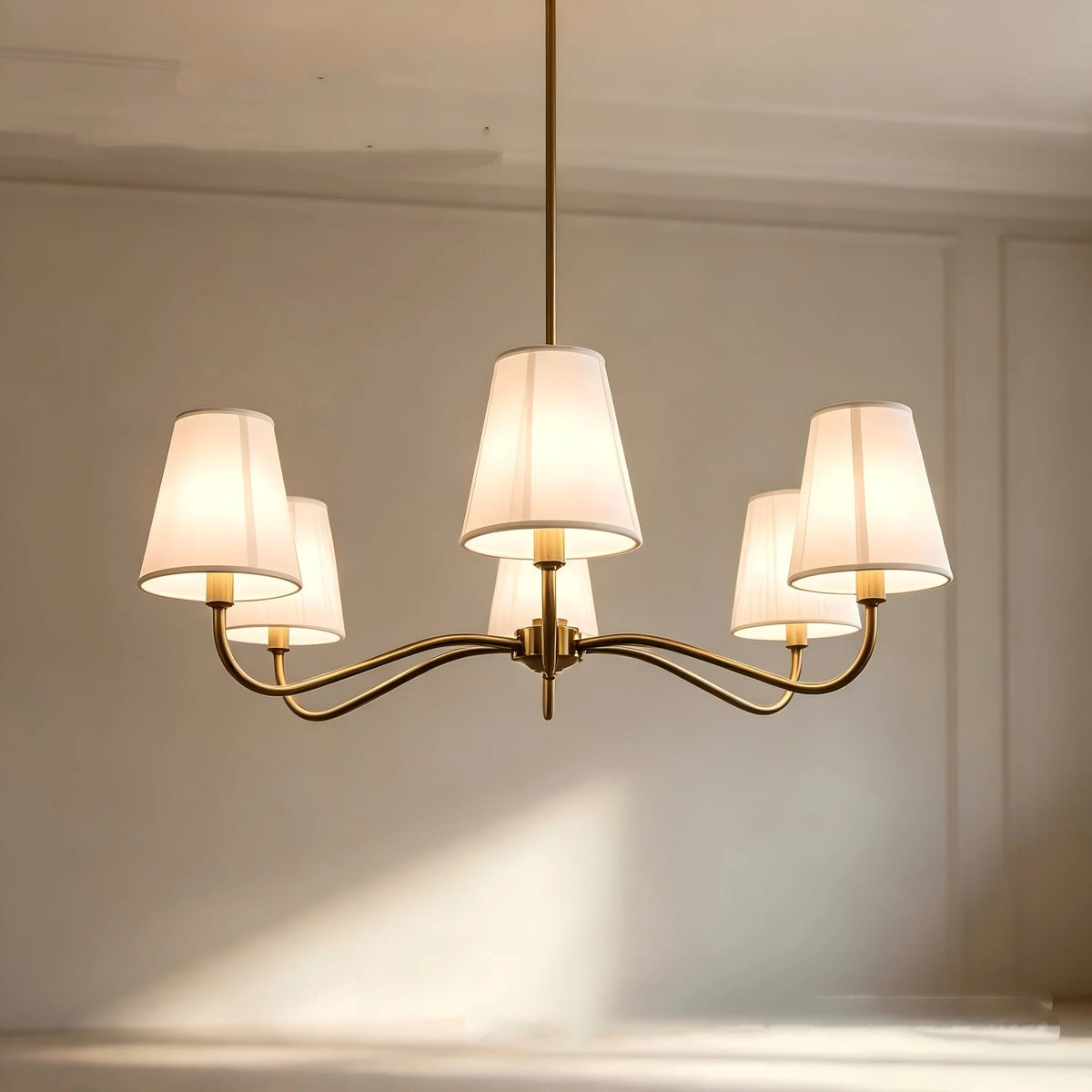 American Fabric E14 Candle Chandelier Retro Gold 6 Head