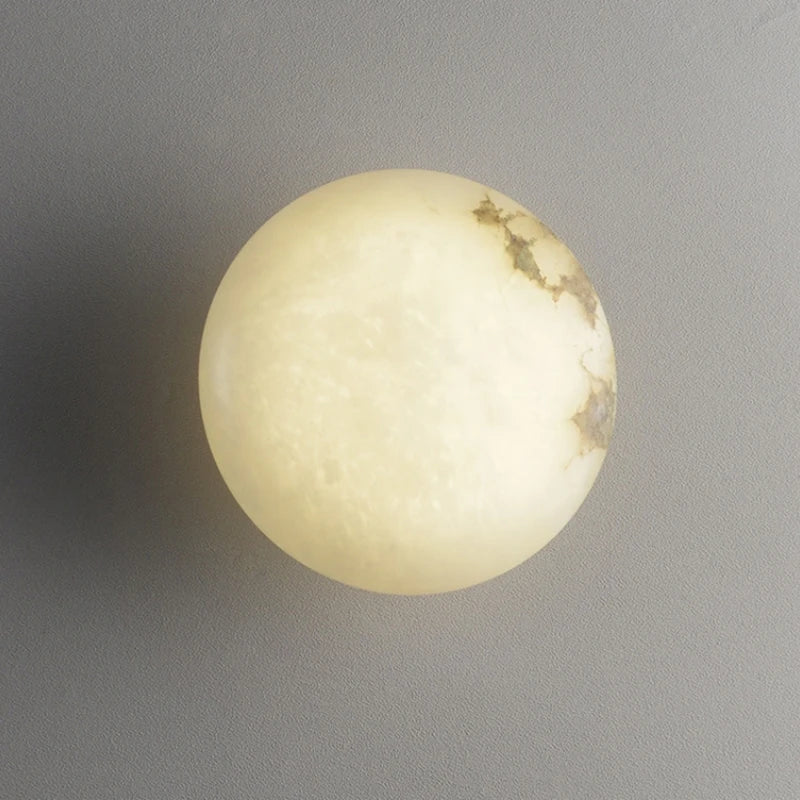 Real Marble LED Wall Light Gold Black Copper Base For Indoor