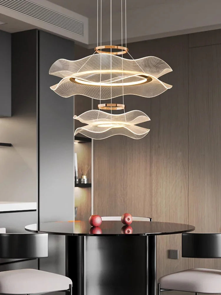 Round Home LED Light Living Room Nordic Ceiling Chandelier