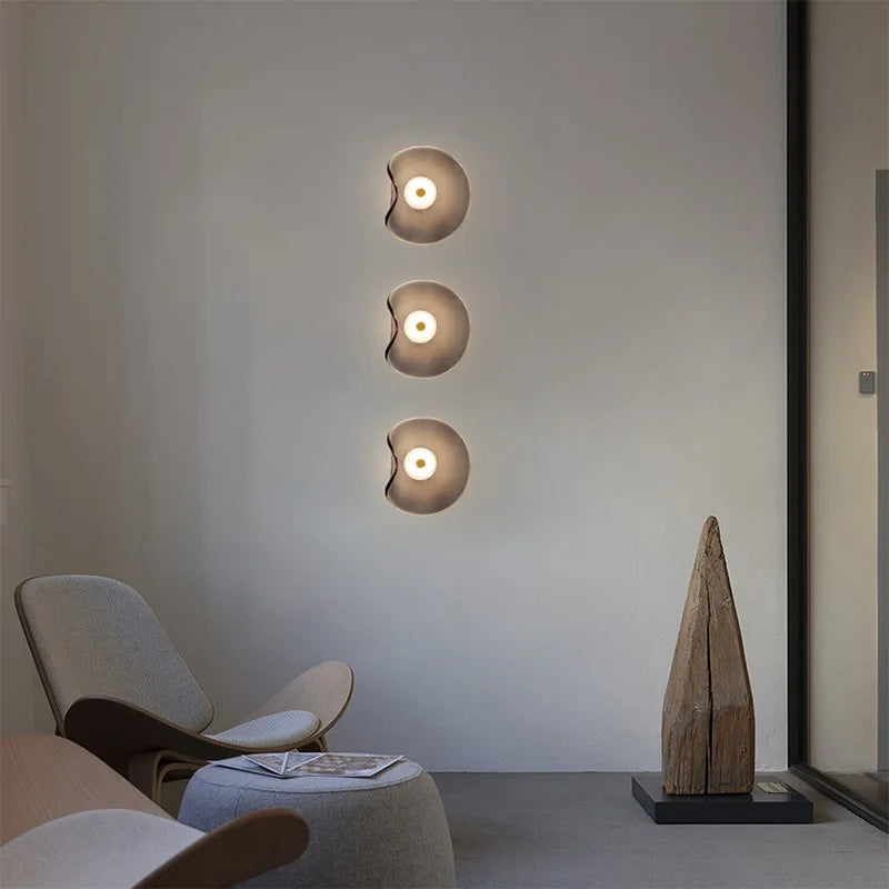 Art Amber Gray Glass LED Wall Light 3000K Sconce