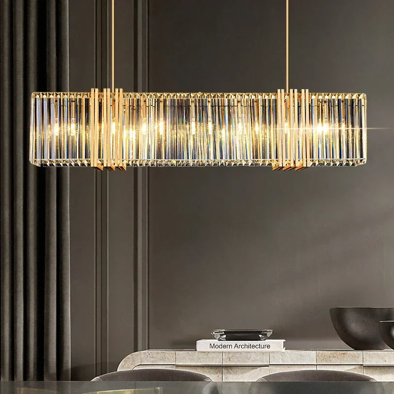E14 LED Pendant Lights Dining Room Straight Lamp K9 Crystal