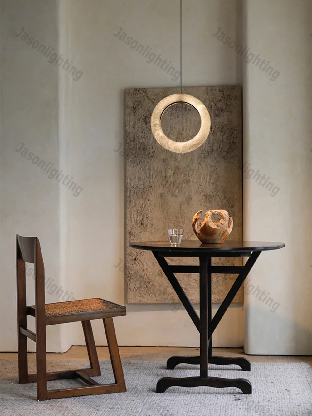 LED Postmodern Natural Marble Circle Chandelier