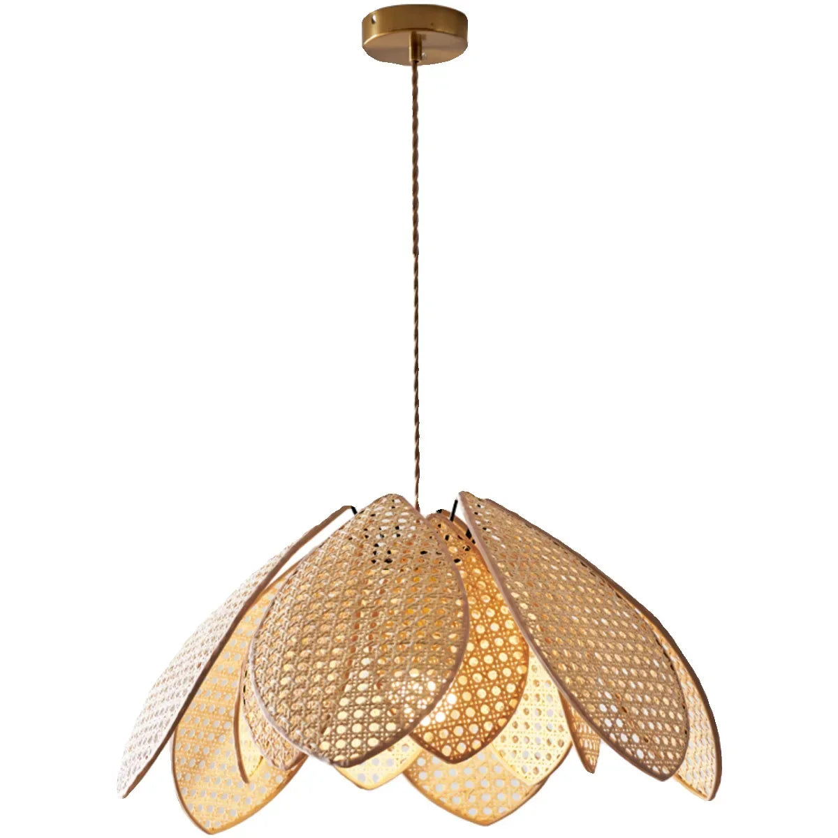 Natural Rattan Petal E27 Chandelier Nordic Wabi Sabi