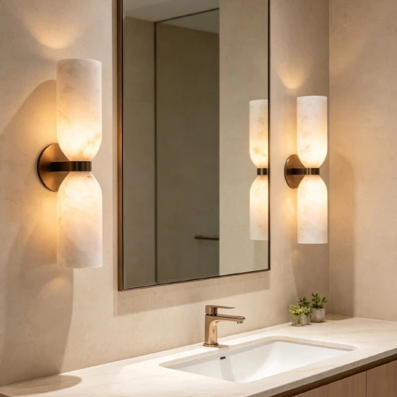 Real Marble Wall Light Gold Black Copper E14 Bulb For Indoor