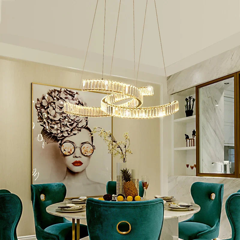 Crystal LED Pendant Lights Remote Control Dimmable