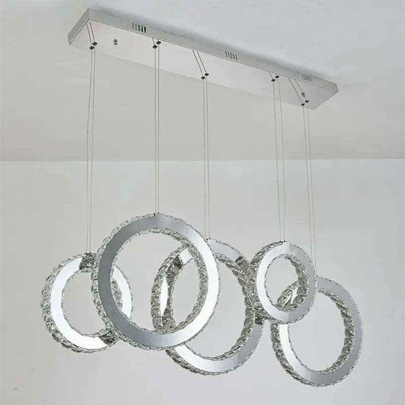 LED Pendant Lights Dining Room Crystals Hanging Lamp Circle
