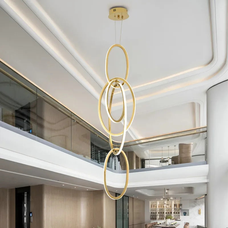 Post Polish Steel LED Pendant Light Gold