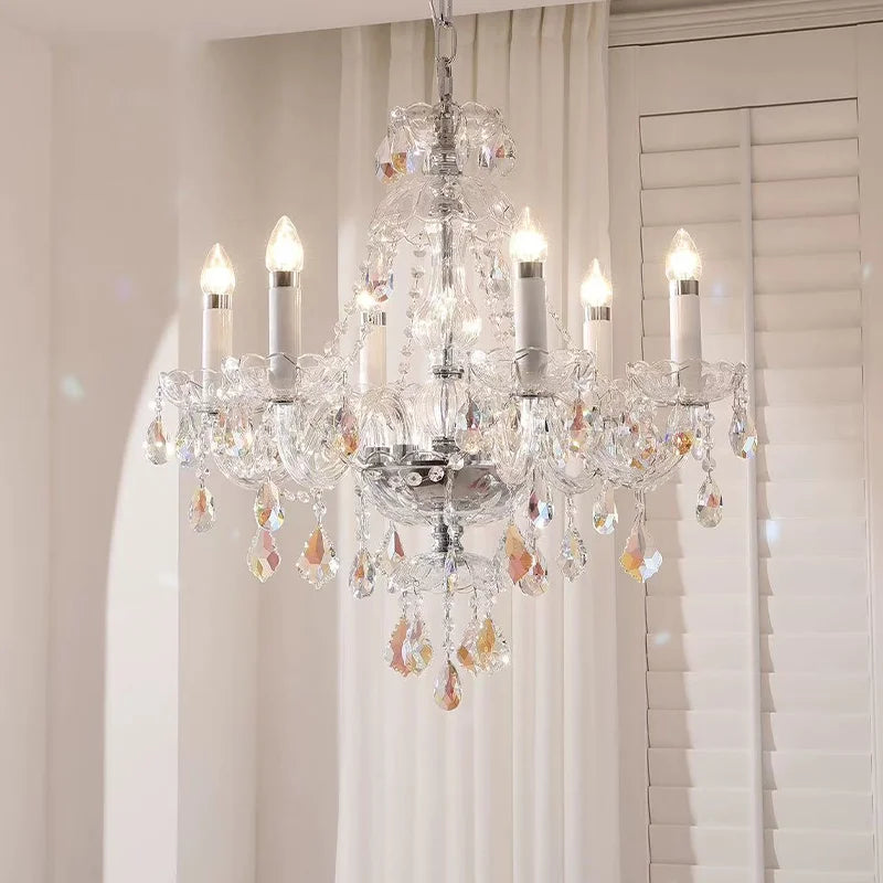 Europe K9 Crystal E14 Chandelier Living Room Candle Pendant