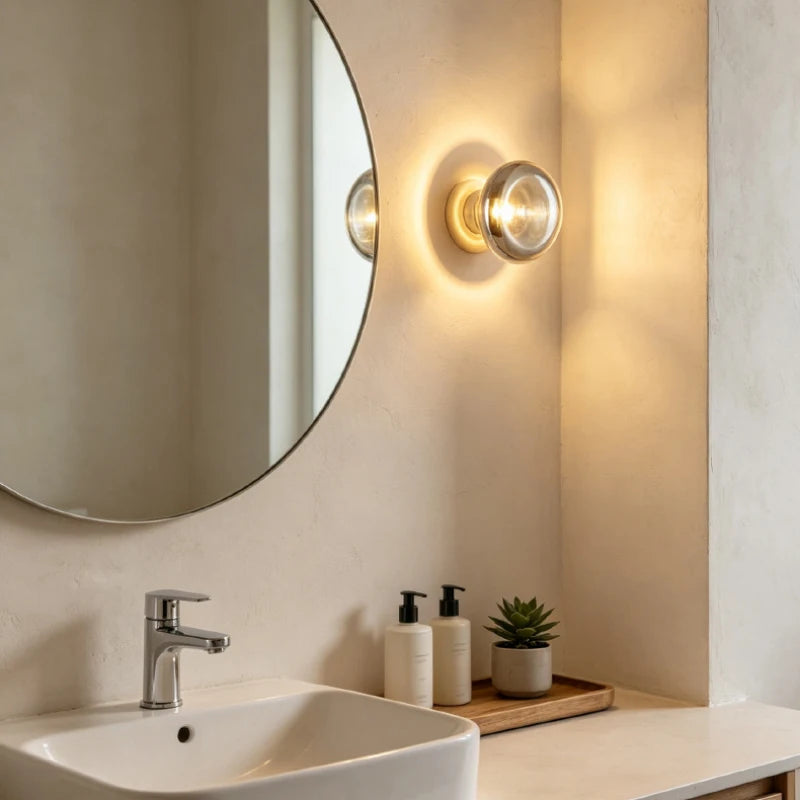 Grey Glass LED Wall Lamp Gold Aluminium Mini Light