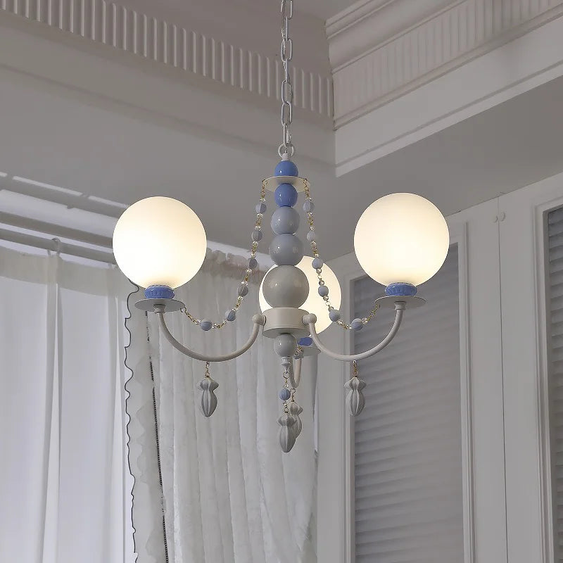 Nordic Creamy LED Chandelier Romantic French Ceramic Pendant