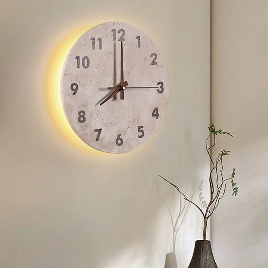 Clock Wall Lamp Natural Stone 23 30CM LED Sconce