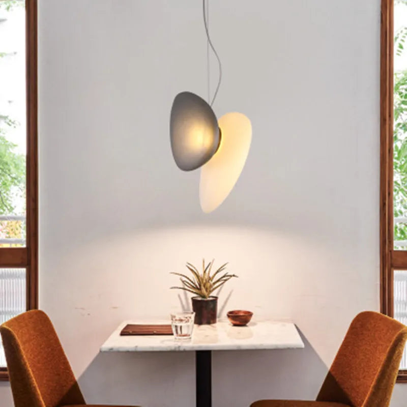 Colorful Glass Chandelier White Blue Gray Amber Pendant
