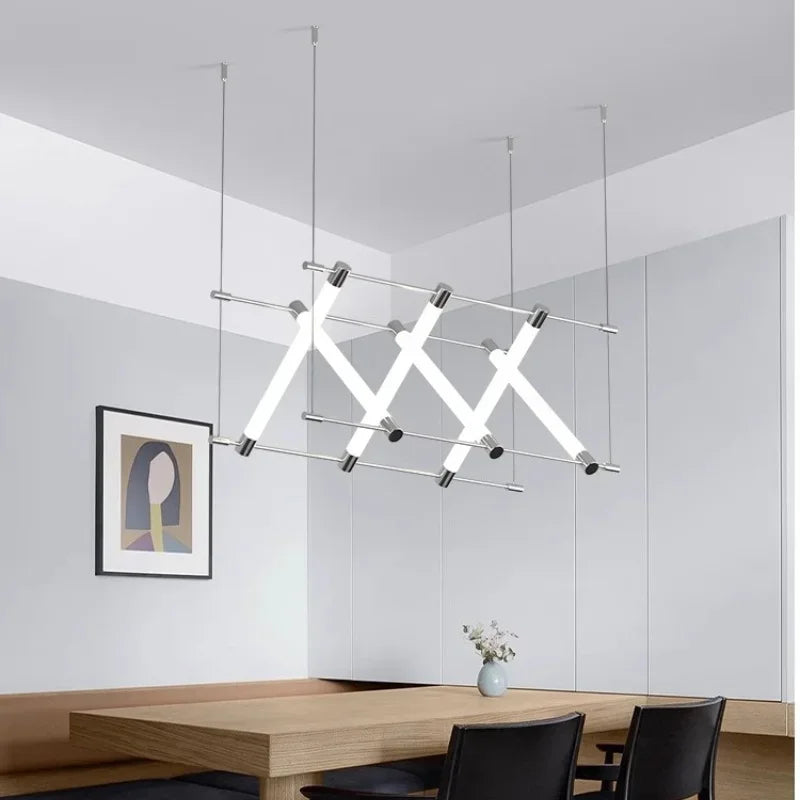 Steel Bar LED Pendant Lights Kichen Island Acrylic