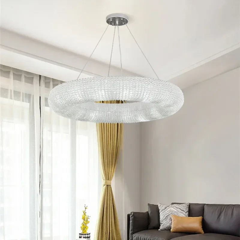 American K9 Crystal E14 LED Pendant Light Loft Round Iron