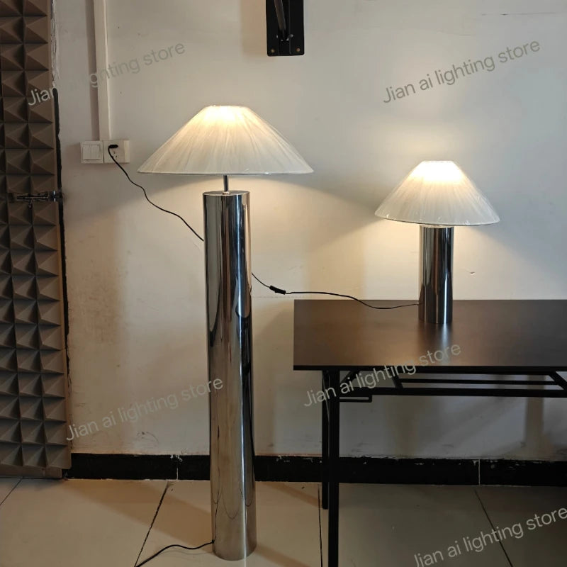 H5 Bamboo Hat Stainless Steel Floor Lamp Simple LED E27