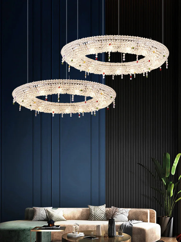 Home K9 Crystal Collection Round Rectangular Chandelier