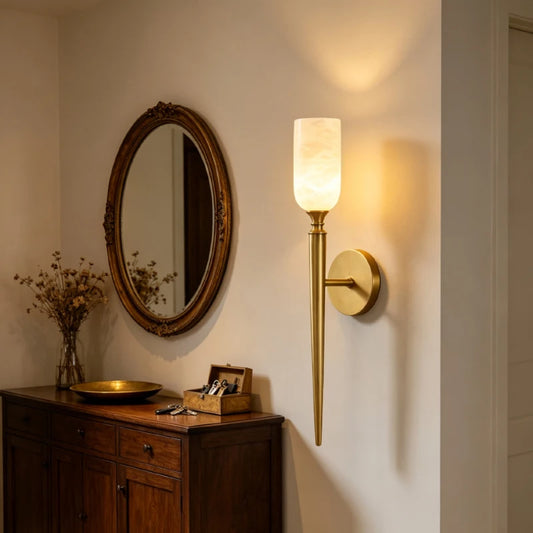Spanish Natural Marble Wall Lamp Bedroom Bedside Holder