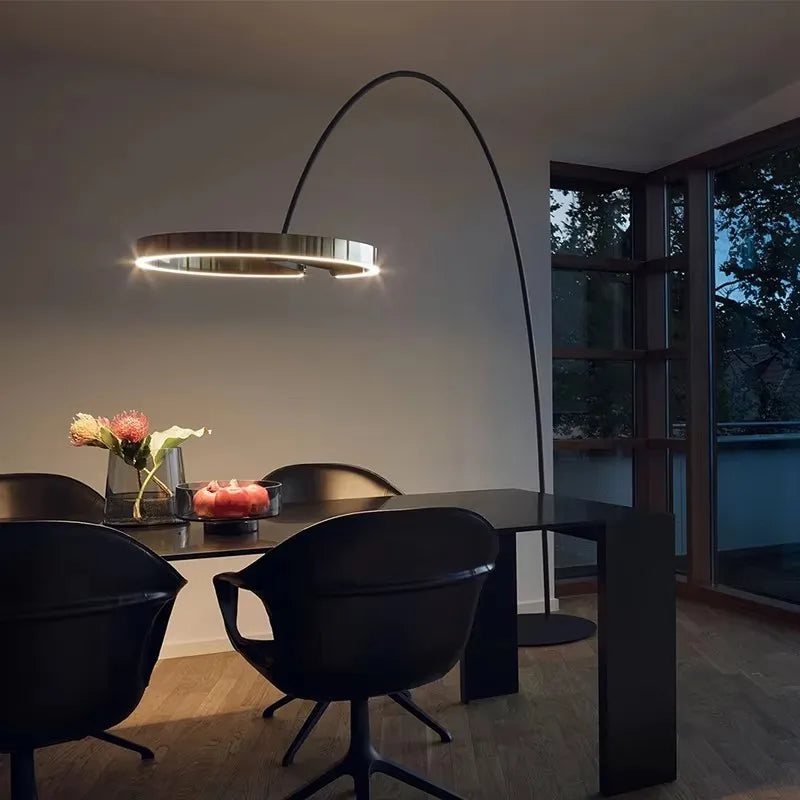 Fishing Floor Lamp LED Nordic Living Room Bedroom Round Ring