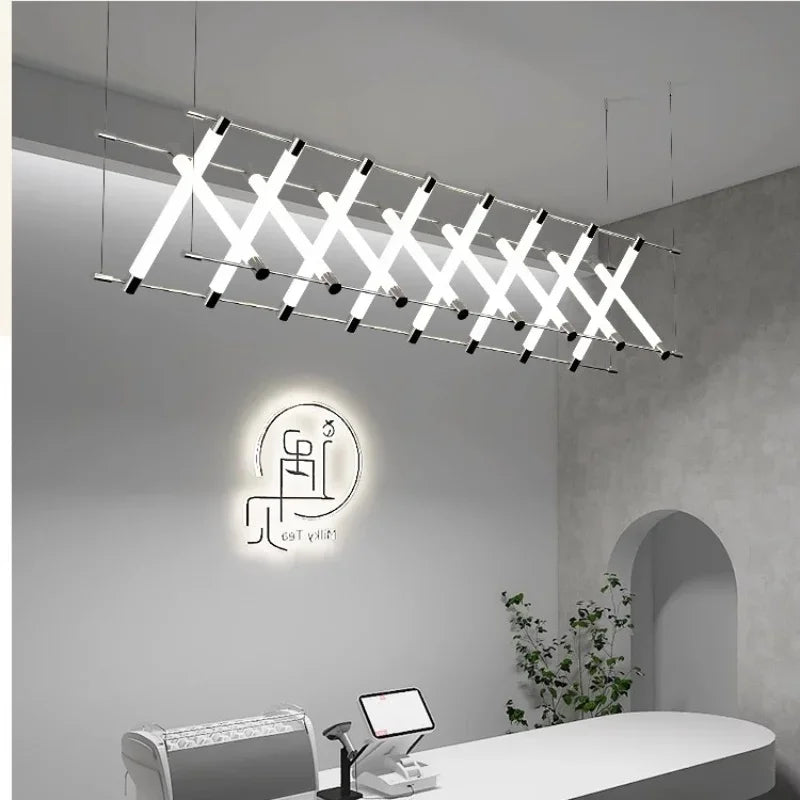 Steel Bar LED Pendant Lights Kichen Island Acrylic