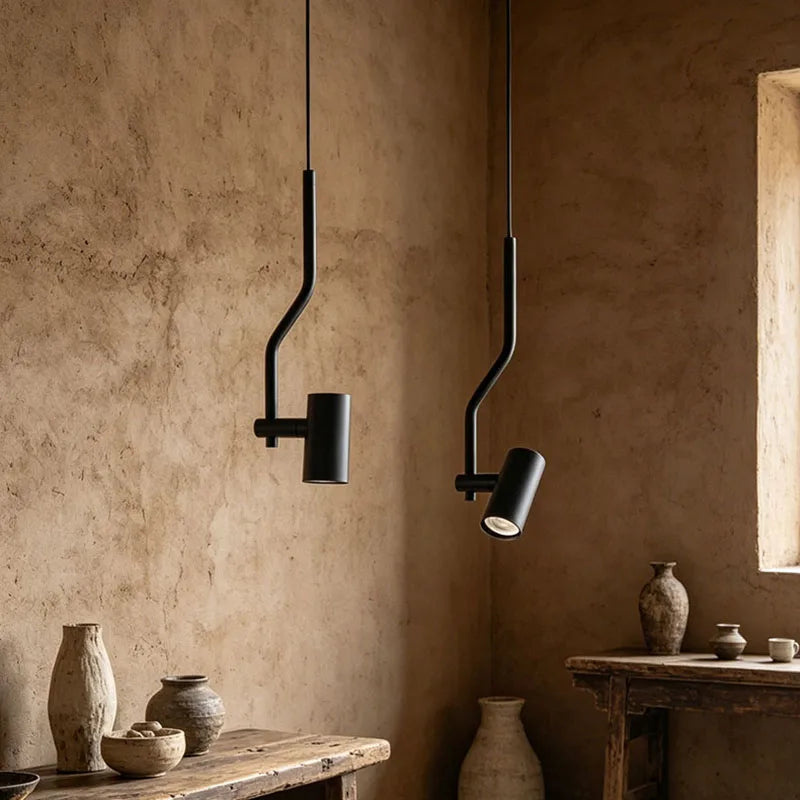 Art LED Pendant Light White Black Metal