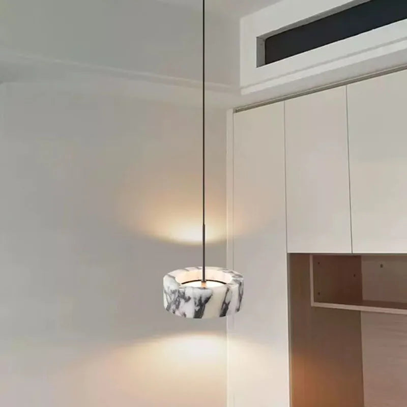 Natural Stone LED Chandelier Dimmable Wire Height Adjustable