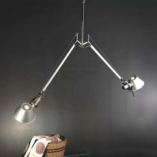 Long Arm Aluminium Pendant Light E27 Bulb