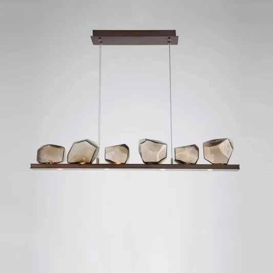 LED Chandelier Lighting Amber Glass