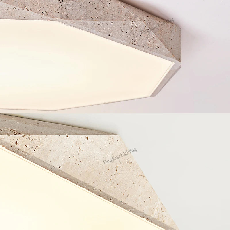 Wabi-Sabi Travertine Ceiling Lamps Natural Stone LED Lights