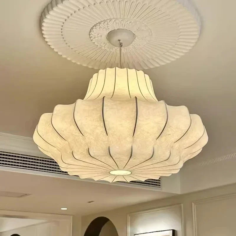 Nordic Wabi Sabi E27 Chandelier Living Room Silk LED Pendant