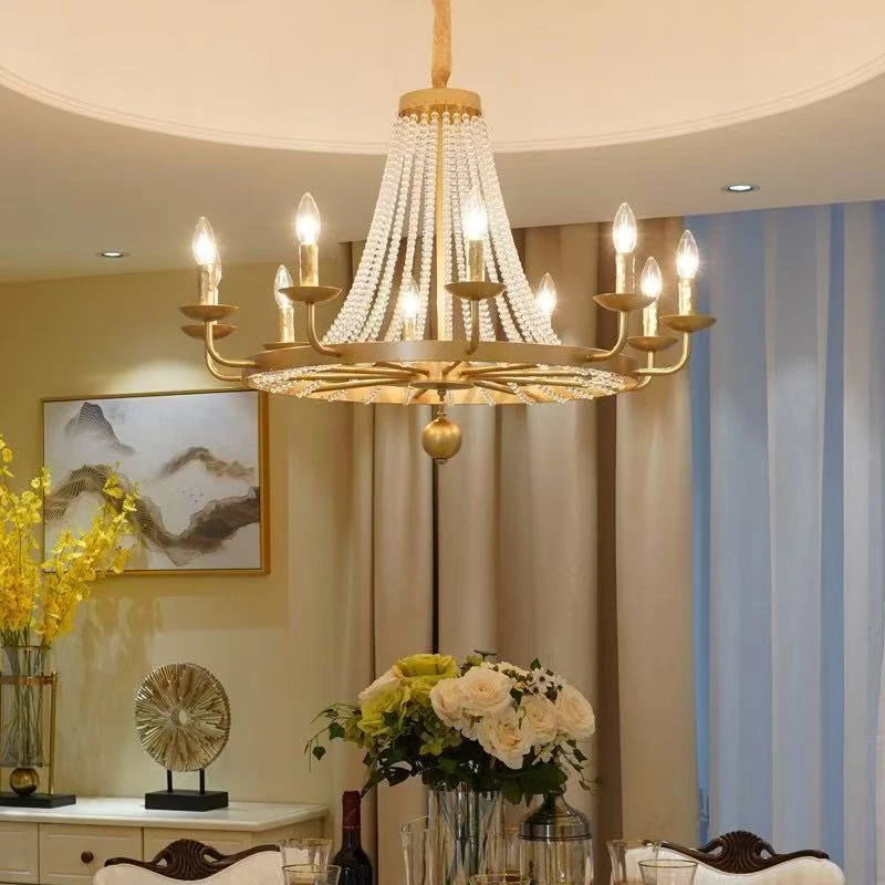 American Retro Crystal Candle E14 Chandelier