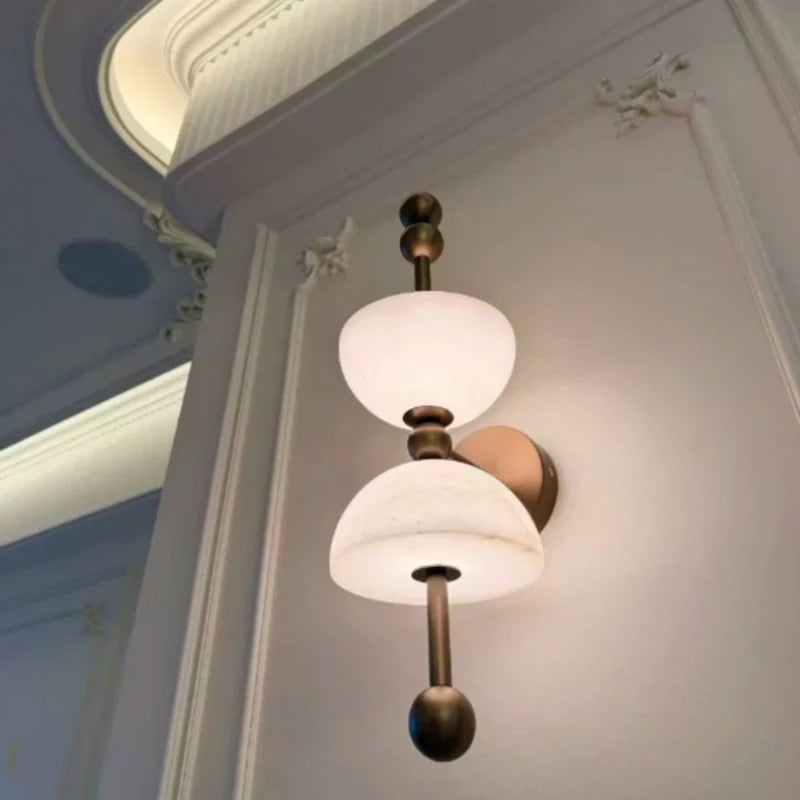 Natural Marble LED Wall Light Black Gold Copper