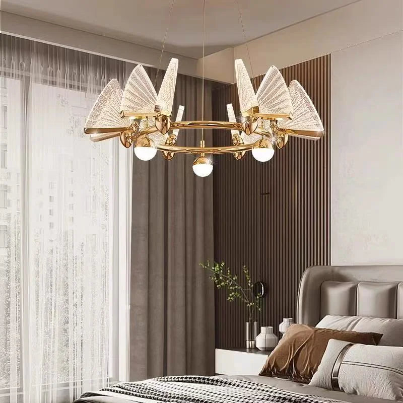 Acrylic Butterfly LED Pendant Lights Living Room Gold