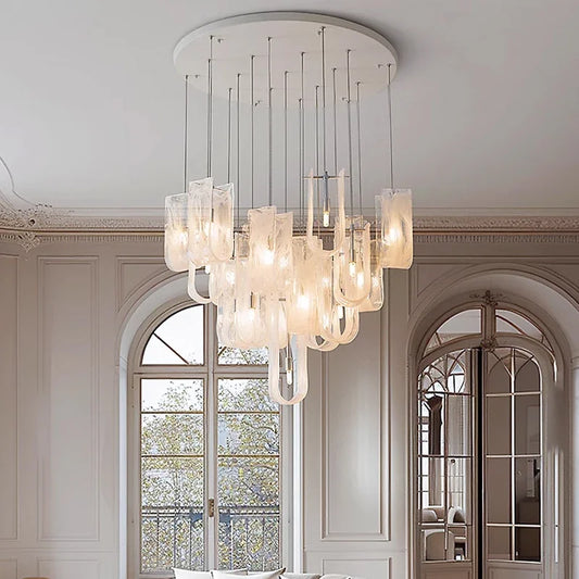 Nordic Cream Glass Pendant Lamp Stair Chandelier