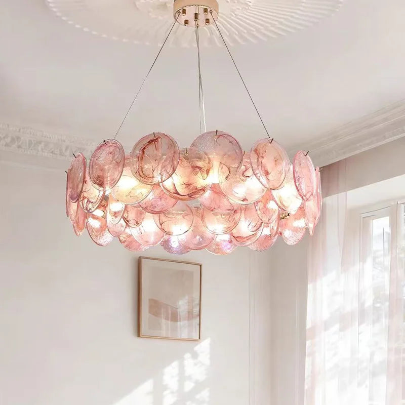 Colorful Glass LED Pendant Lights French Living Room E14