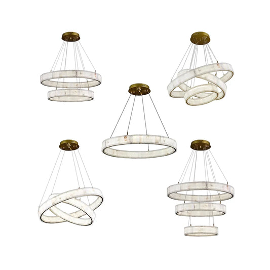 Marble Design Dimmable LED White Hanging Lamps Chandelier