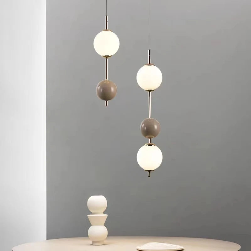 Colorful Ball LED Pendant Light White Glass