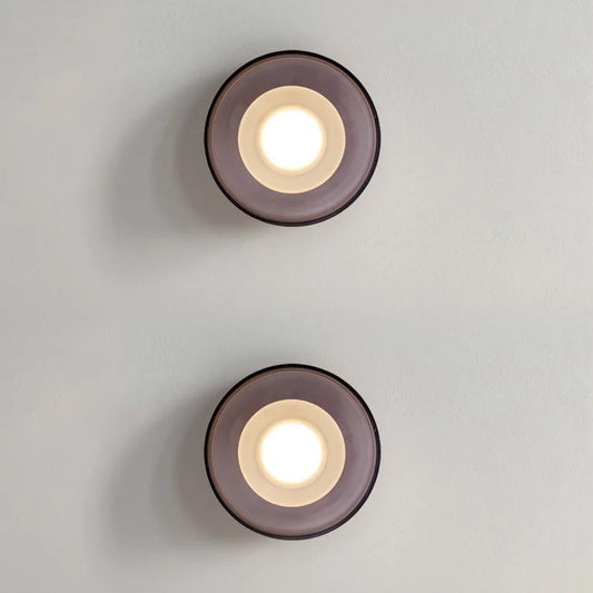 Bowl Shaped Loft LED Wall Lamp Clear Gray Glass