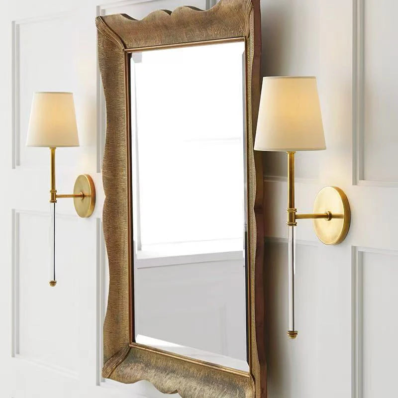 American Bedside Fabric LED Wall Lamps Copper Iron E14