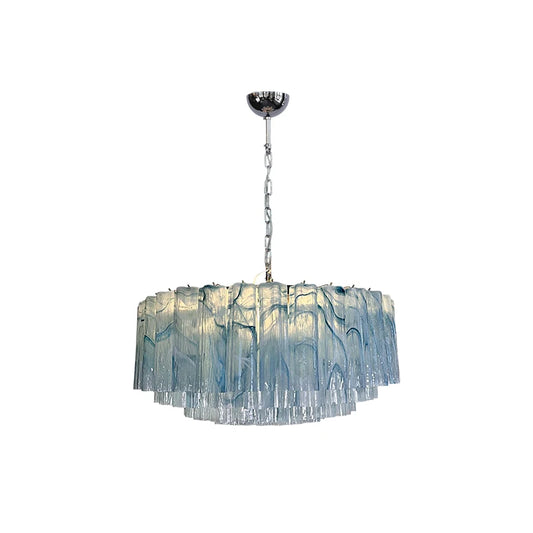 Blue Lake Glass Art Round Dimmable LED Chandelier