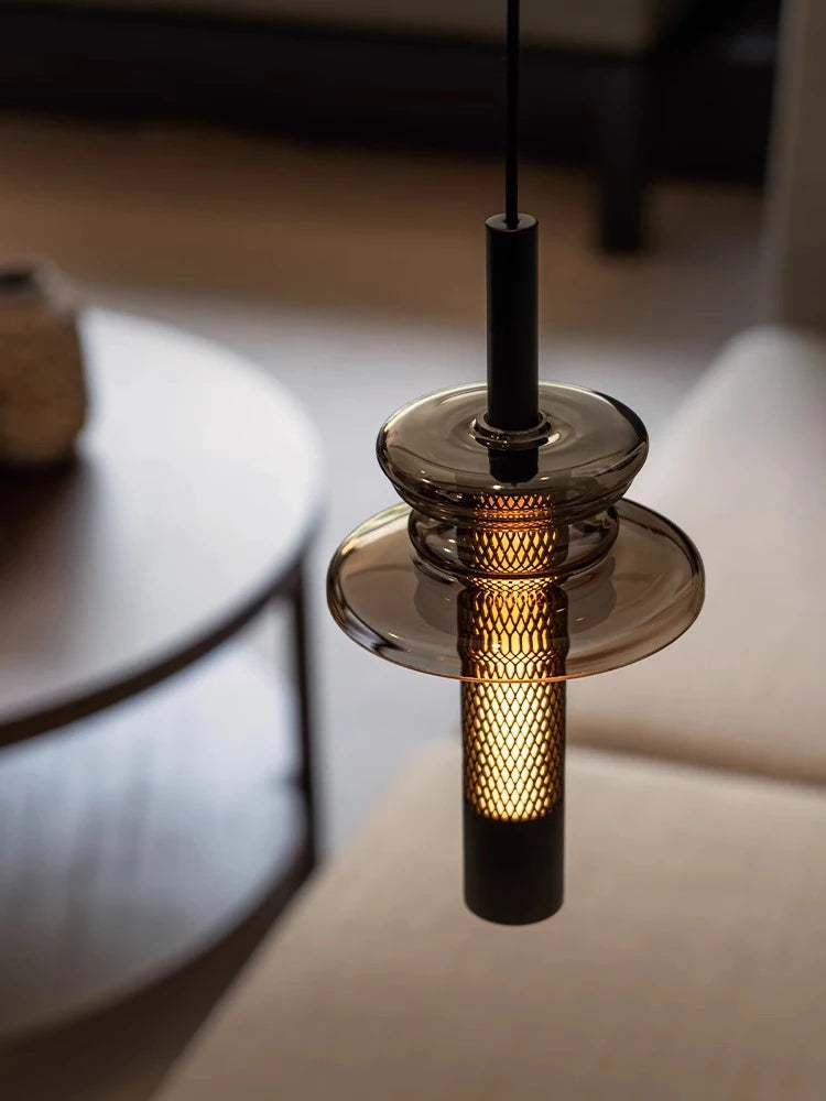 Nordic LED Pendant Light Bedroom Bedside Glass