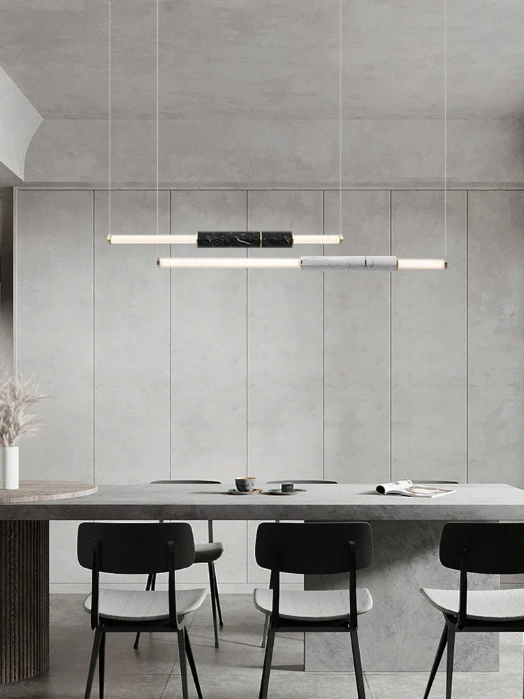 Dimmable LED Marble Linear Chandelier Alabaster